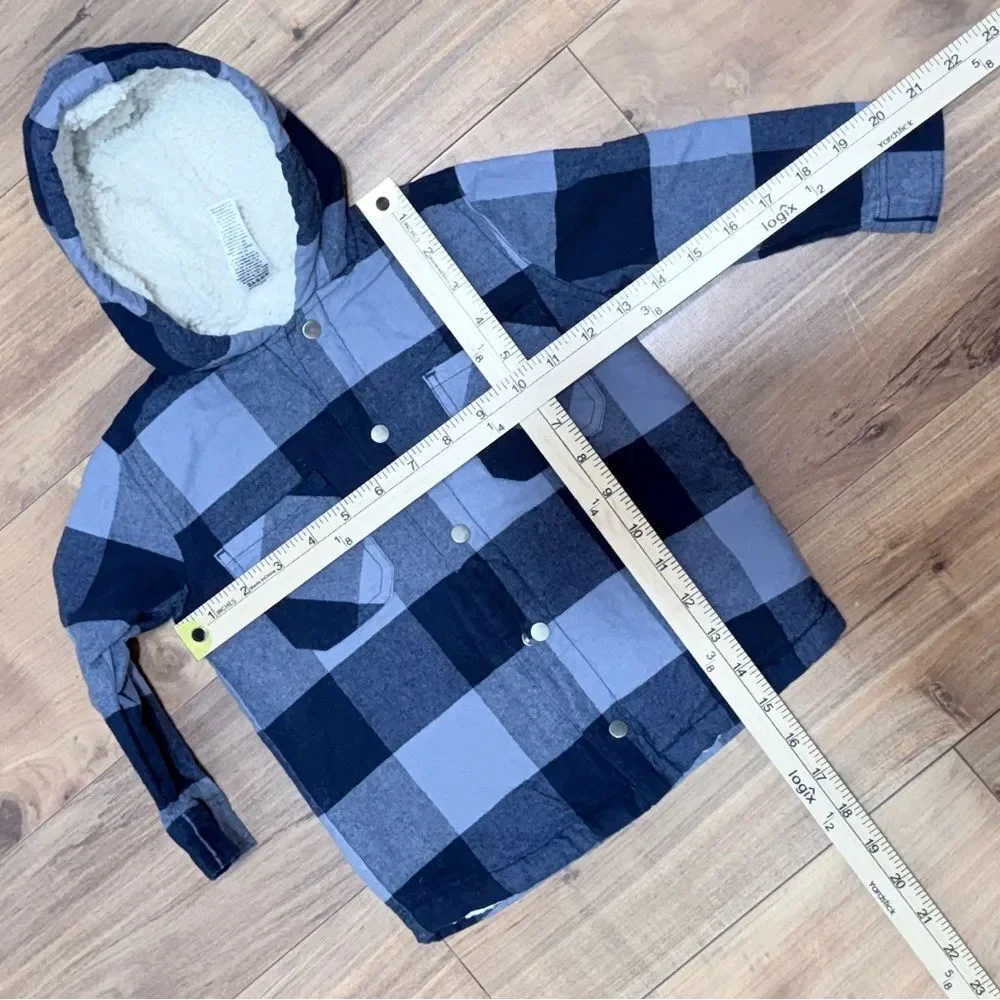 Gerber Blue Plaid Kids Hooded Jacket‎ Size 24 Months